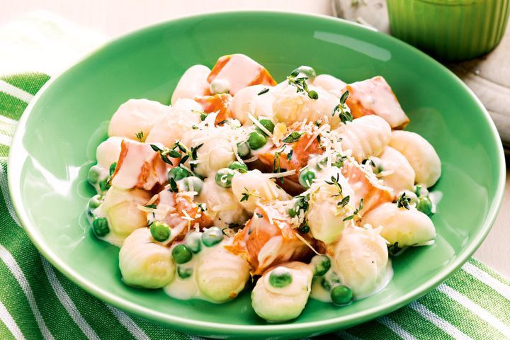 Cooking Vegetarian Roasted pumpkin and gnocchi with garlic thyme sauce