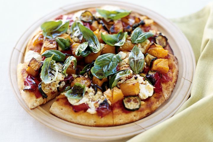 Cooking Vegetarian Roasted vegetable & feta pizza