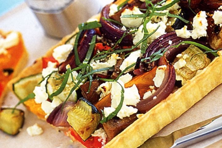 Cooking Vegetarian Roasted vegetable tart