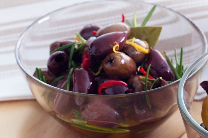 Cooking Vegetarian Rosemary, chilli and lemon marinated olives