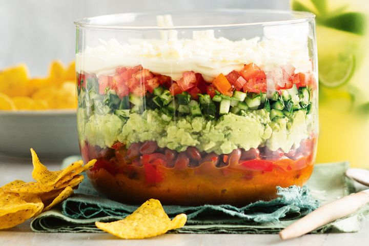 Cooking Vegetarian Seven-layer Mexican dip