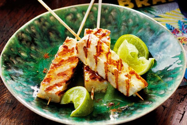 Cooking Vegetarian Spiced haloumi with honey and lime