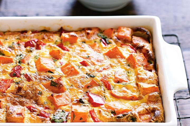 Cooking Vegetarian Spicy sweet potato frittata