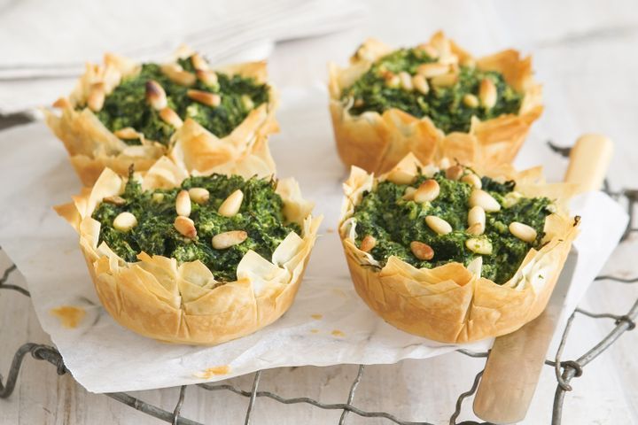 Cooking Vegetarian Spinach, feta and pine nut pies
