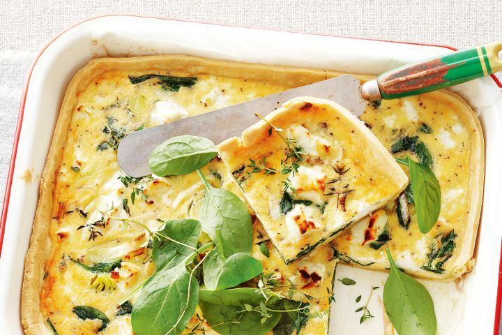 Cooking Vegetarian Spinach, leek and goats cheese quiche