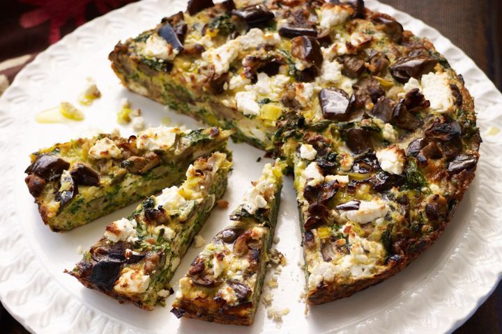 Cooking Vegetarian Spinach and eggplant eggah