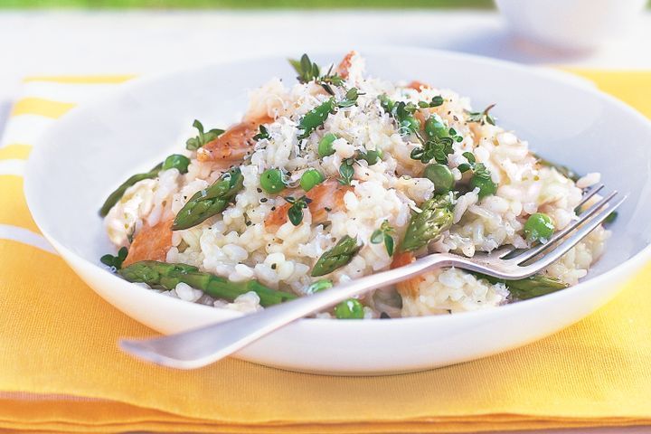 Cooking Vegetarian Spring vegetable risotto