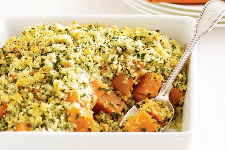 Cooking Vegetarian Sweet potato and herb crumble