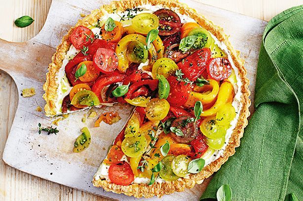 Cooking Vegetarian Tomato and goats cheese tart