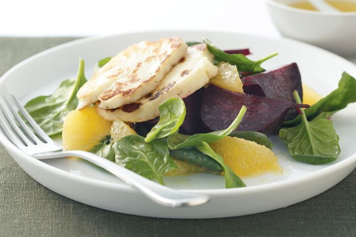 Cooking Vegetarian Warm beetroot, orange & haloumi salad