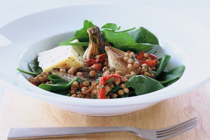 Cooking Vegetarian Warm lentil salad with baked ricotta (vegetarian)