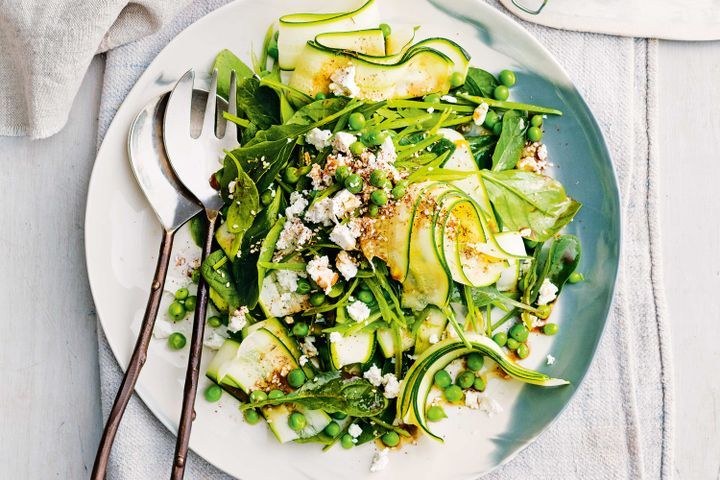 Cooking Vegetarian Zucchini, pea and fetta spring salad