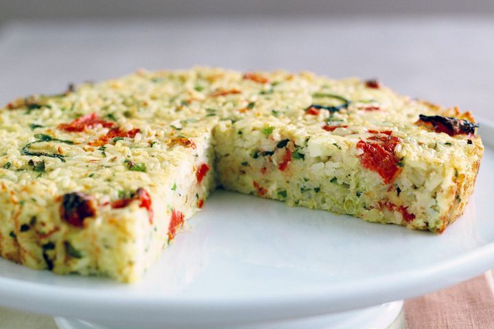 Cooking Vegetarian Zucchini and fetta rice tart