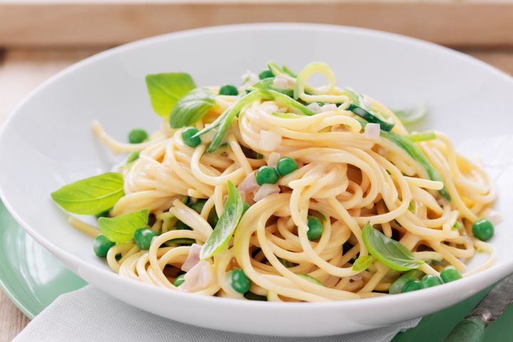 Cooking Vegetarian Zucchini & two pea spaghetti