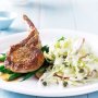 Apple and cabbage slaw with pork cutlets
