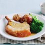 Apricot and pistachio stuffed pork rack with baked apples
