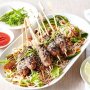 Asian-style beef kebabs with noodle salad
