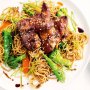 Asian chicken wings with noodles