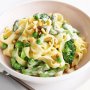 Asparagus, broccoli and cheese pasta