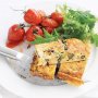 Asparagus and leek frittata with roasted tomatoes