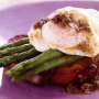 Asparagus and poached egg with caper dressing