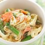 Asparagus and smoked trout pasta