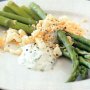 Asparagus with dill yoghurt dressing and egg