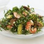 Avocado, prawn and silverbeet salad with toasted rye bread