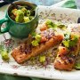 Avocado and grapefruit salsa with spicy chargrilled salmon