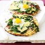 Bacon and egg pizzas