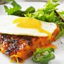 Bacon and sweet potato rosti with fried eggs