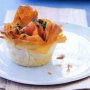 Baked egg and herb filo pies with smoked salmon