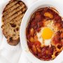 Baked eggs with tomato and sweet peppers