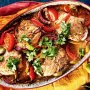 Baked fish with smoky chargrilled vegetables