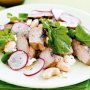 Balsamic pork with rocket and butter bean salad