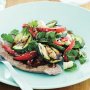 Balsamic veal with zucchini, capsicum and feta salad