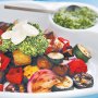 Balsamic vegetables with bocconcini and pesto