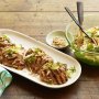 Barbecue chicken, cabbage and toasted almond salad
