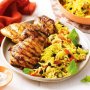 Barbecue chicken with Persian rice salad
