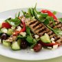 Barbecued chicken with Greek salad