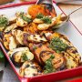 Barbecued kipfler & sweet potatoes with salsa verde