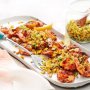 Barbecued prawns with spicy corn relish