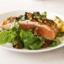 Barbecued salmon with rocket and char-grilled lemons