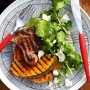 Barbecued spiced lamb chops with pumpkin & salad