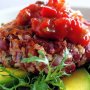 Bean burgers with avocado and salsa
