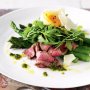 Beef & asparagus salad with soft-boiled egg