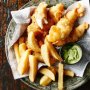 Beer-battered flathead with hand-cut chips