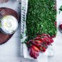 Beetroot gravlax with goats curd