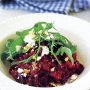 Beetroot risotto with goats cheese and walnuts (vegetarian)