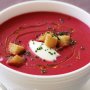Beetroot soup with creme fraiche and chives